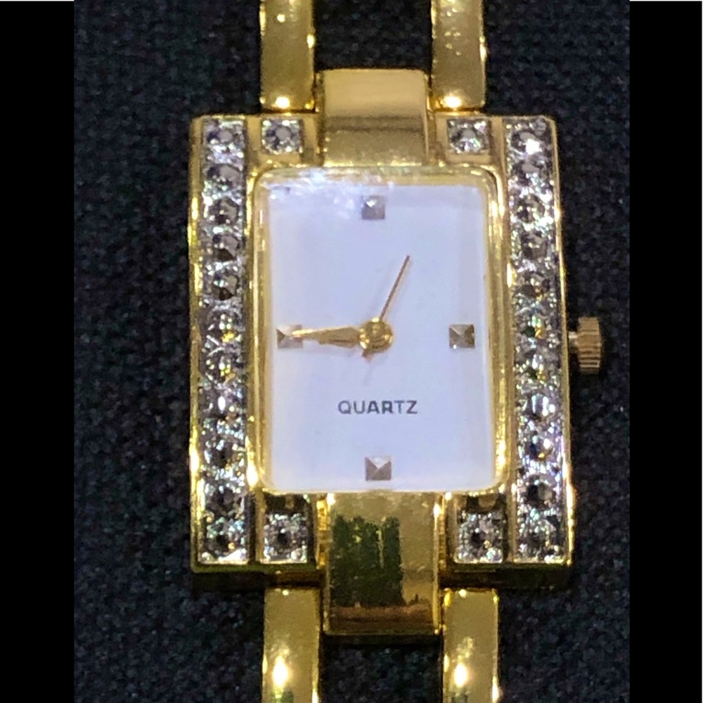 Haband Gold Tone Watch w/Accented Bezel